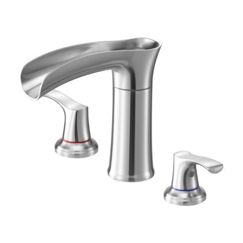 VEVOR Roman Tub Faucet, 3 Hole Waterfall Bathtub Faucet, Zinc Alloy Bath Tubs Faucets Set with 2 Handles, Deck Mount Bath Tub Faucets Set for Pet Washing, Adult Bathing, Silver, Hot & Cold Control - DFPTKBDHS2GSA6RHY001V0 - view 2