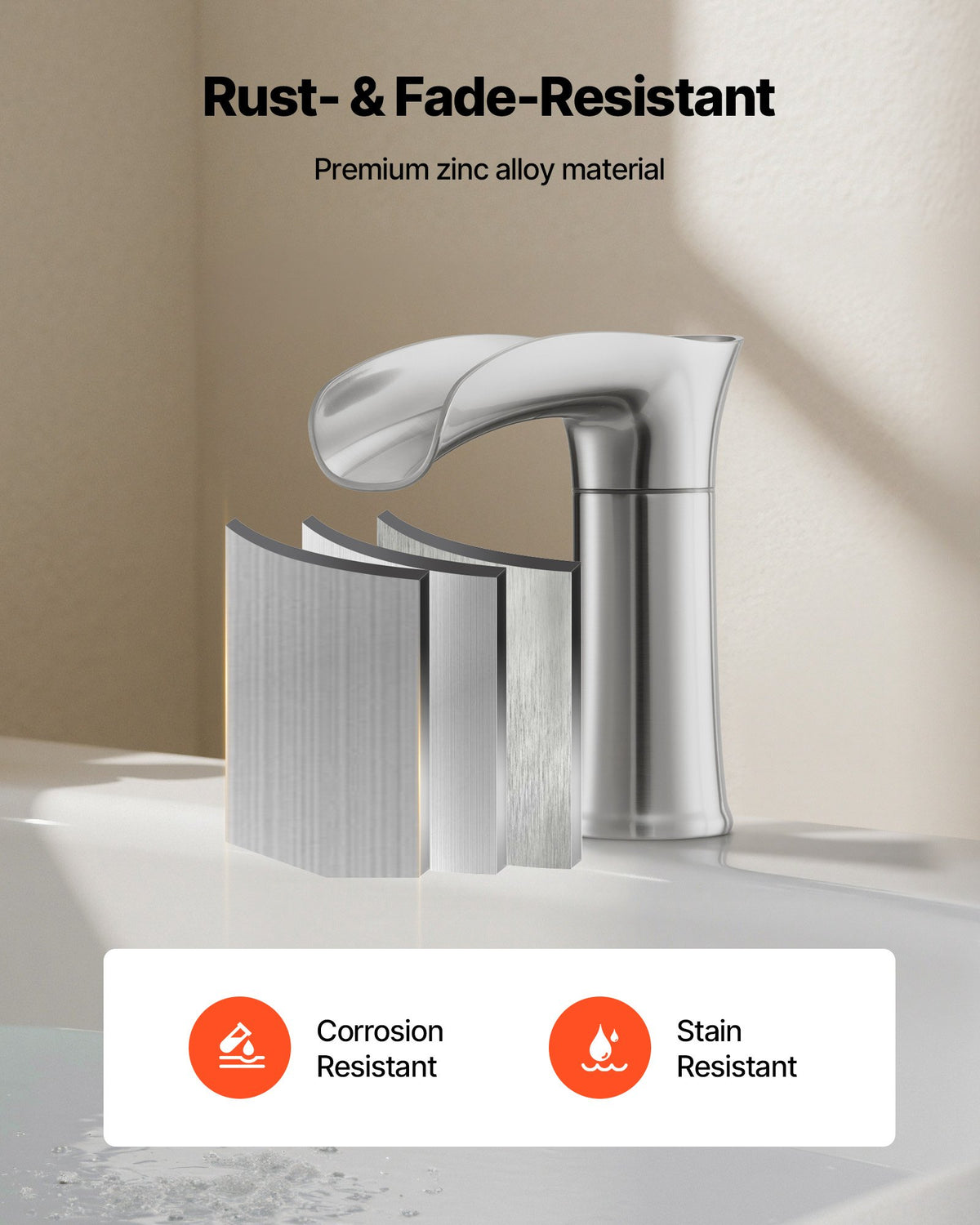 VEVOR Roman Tub Faucet, 3 Hole Waterfall Bathtub Faucet, Zinc Alloy Bath Tubs Faucets Set with 2 Handles, Deck Mount Bath Tub Faucets Set for Pet Washing, Adult Bathing, Silver, Hot & Cold Control - DFPTKBDHS2GSA6RHY001V0 - view 5