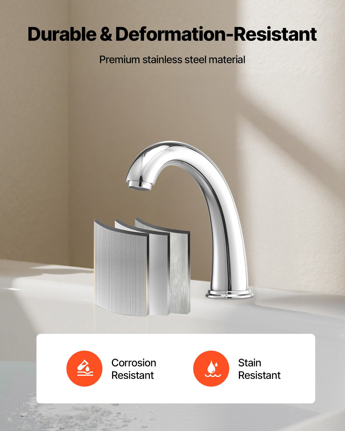 VEVOR Roman Tub Faucet, 3 Hole Waterfall Bathtub Faucet, Gooseneck Bath Tubs Faucets Set with 2 Handles, Deck Mount Bath Tub Faucets Set for Pet Washing, Adult Bathing, Silver, High Arc Spout - DFPTKBDHS2GSAURPW001V0 - view 5