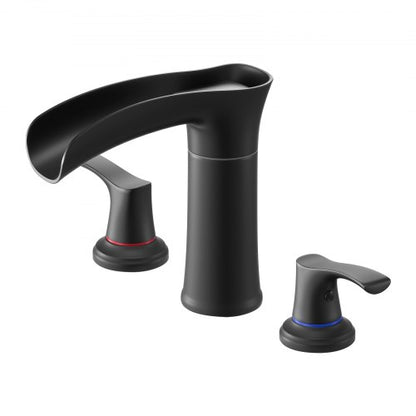 VEVOR Roman Tub Faucet, 3 Hole Waterfall Bathtub Faucet, Zinc Alloy Bath Tubs Faucets Set with 2 Handles, Deck Mount Bath Tub Faucets Set for Pet Washing, Baby Care, Adult Bathing, Matte Black - DFPTKBDHS2GSHU3A9001V0 - view 2