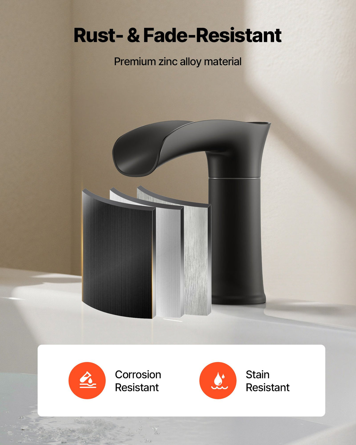 VEVOR Roman Tub Faucet, 3 Hole Waterfall Bathtub Faucet, Zinc Alloy Bath Tubs Faucets Set with 2 Handles, Deck Mount Bath Tub Faucets Set for Pet Washing, Baby Care, Adult Bathing, Matte Black - DFPTKBDHS2GSHU3A9001V0 - view 5