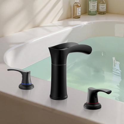 VEVOR Roman Tub Faucet, 3 Hole Waterfall Bathtub Faucet, Zinc Alloy Bath Tubs Faucets Set with 2 Handles, Deck Mount Bath Tub Faucets Set for Pet Washing, Baby Care, Adult Bathing, Matte Black - DFPTKBDHS2GSHU3A9001V0 - view 9