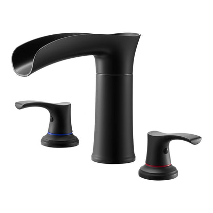 VEVOR Roman Tub Faucet, 3 Hole Waterfall Bathtub Faucet, Zinc Alloy Bath Tubs Faucets Set with 2 Handles, Deck Mount Bath Tub Faucets Set for Pet Washing, Baby Care, Adult Bathing, Matte Black - DFPTKBDHS2GSHU3A9001V0 - view 10