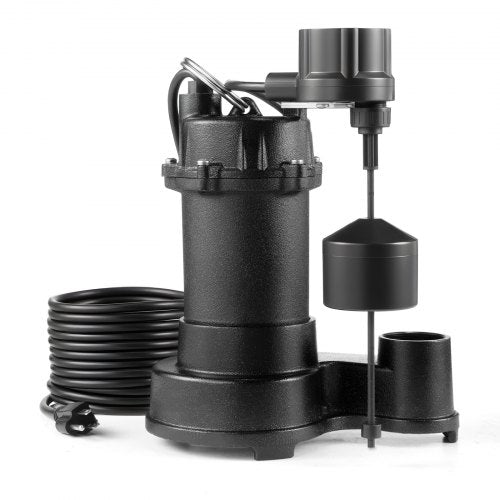 VEVOR Submersible Sewage Pump, 1/3 HP, 3000 GPH Cast Iron Sewage/Effluent Pump with Automatic Float Switch, 1.5-Inch NPT Discharge, 120V, 25 ft Lift, for Basement, Septic Tank, Residential Sump Basin - DFQWSBZT15YC3O9QP001V1 - view 2