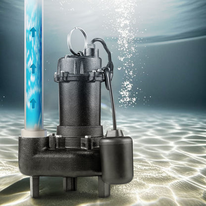VEVOR Submersible Sewage Pump, 1/2 HP, 6000 GPH Cast Iron Sewage/Effluent Pump with Automatic Tethered Float Switch, 2-Inch NPT Discharge, 120V, 25 ft Max Lift, for Basement, Septic Tank, Residential - DFQWSBZT2YC01B18P001V1 - view 9
