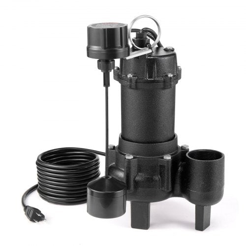 VEVOR Submersible Sewage Pump, 3/4 HP, 6000 GPH Cast Iron Sewage/Effluent Pump with Automatic Tethered Float Switch, 2-Inch NPT Discharge, 120V, 23 ft Max Lift, for Basement, Septic Tank, Residential - DFQWSBZT2YC09TIB0001V1 - view 2