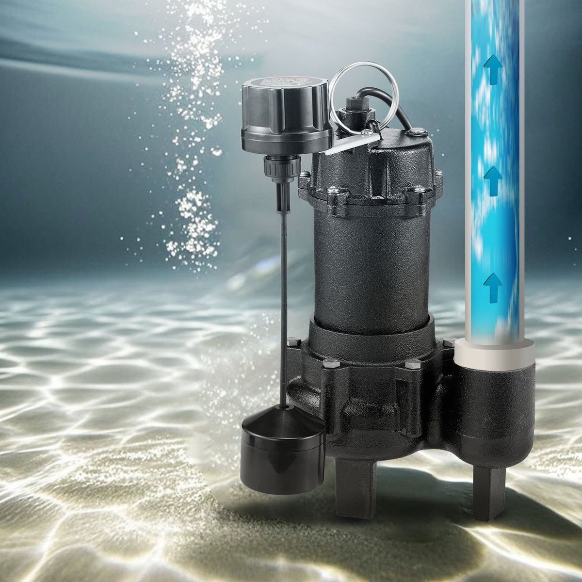 VEVOR Submersible Sewage Pump, 3/4 HP, 6000 GPH Cast Iron Sewage/Effluent Pump with Automatic Tethered Float Switch, 2-Inch NPT Discharge, 120V, 23 ft Max Lift, for Basement, Septic Tank, Residential - DFQWSBZT2YC09TIB0001V1 - view 9