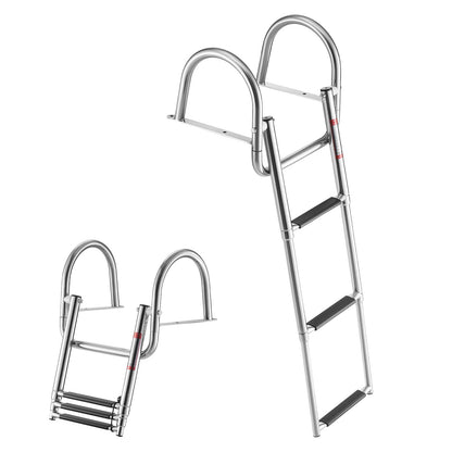 VEVOR Boat Ladder, 3 Steps, Stainless Steel Telescoping Folding Swim Deck Ladder for Rear Entry Inboard, 600 lbs Capacity with Wide Anti-Slip Steps & Handrails, for Outboards, Yacht, Pontoon Boats - DFSCTBXG3STEQ71S7001V0 - view 1