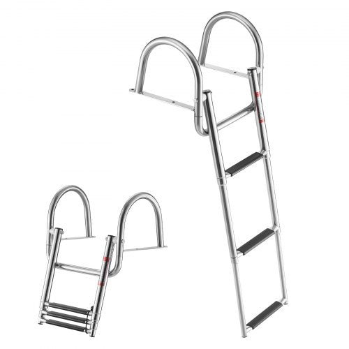 VEVOR Boat Ladder, 3 Steps, Stainless Steel Telescoping Folding Swim Deck Ladder for Rear Entry Inboard, 600 lbs Capacity with Wide Anti-Slip Steps & Handrails, for Outboards, Yacht, Pontoon Boats - DFSCTBXG3STEQ71S7001V0 - view 2