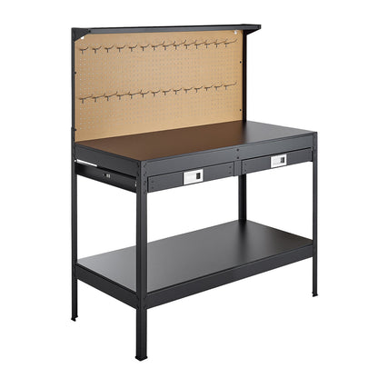 VEVOR Hardwood Workbench, 242.5 lbs Weight Capacity, 47.2-inch Heavy Duty Workbench with Pegboard, 4 AC Outlets & 2 USB Ports, 4.9 ft Cable & 30 Hooks, Garage Work Bench with Drawer for Workshop - DGBGZT48X24IFG11E001V1 - view 10