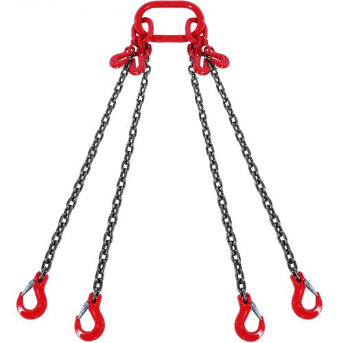 VEVOR Chain Sling, 1/4 inch x 5 ft Lifting Chains with Hooks, G80 Engine Chain Hoist Lifts, 6600 lbs/3 Ton Lifting Sling Chains for Engine Hoist, Engine Lift Chain with 4 Leg Grab Hooks and Adjusters - DGDLHHMGFH1J142Q0V0 - view 2