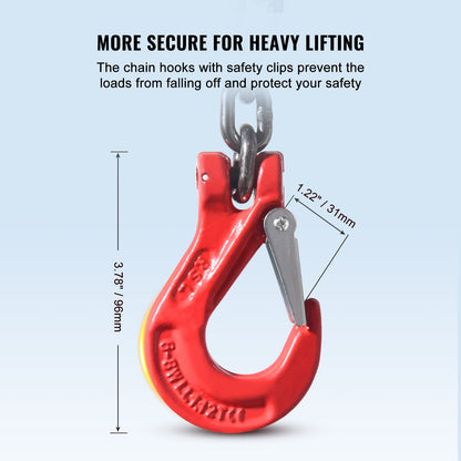 VEVOR Chain Sling, 1/4 inch x 5 ft Lifting Chains with Hooks, G80 Engine Chain Hoist Lifts, 6600 lbs/3 Ton Lifting Sling Chains for Engine Hoist, Engine Lift Chain with 4 Leg Grab Hooks and Adjusters - DGDLHHMGFH1J142Q0V0 - view 6