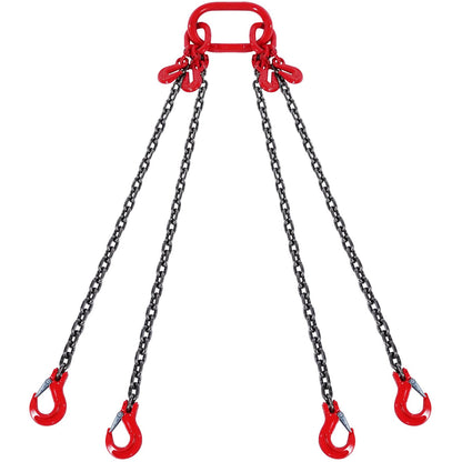 VEVOR Chain Sling, 5/16 inch x 10 ft Lifting Chains with Hooks, G80 Engine Chain Hoist Lifts, 11000 lbs/5 Ton Lifting Sling Chains for Engine Hoist, Engine Lift Chain with 4 Leg Grab Hooks & Adjusters - DGDLHHMGFH1JG4PKZV0 - view 1
