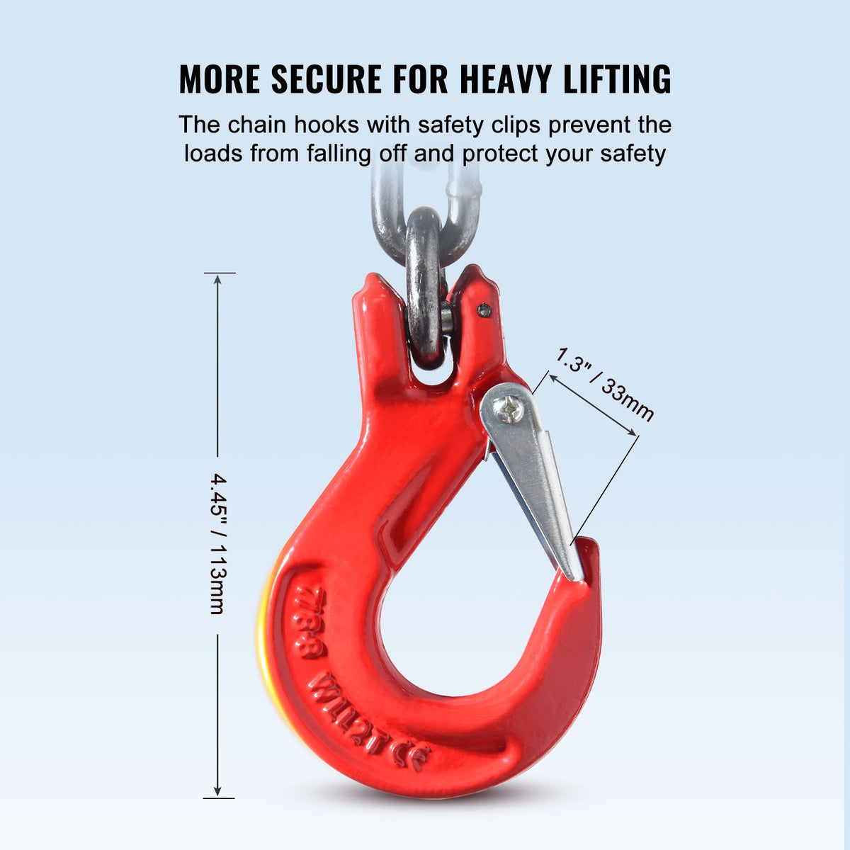 VEVOR Chain Sling, 5/16 inch x 10 ft Lifting Chains with Hooks, G80 Engine Chain Hoist Lifts, 11000 lbs/5 Ton Lifting Sling Chains for Engine Hoist, Engine Lift Chain with 4 Leg Grab Hooks & Adjusters - DGDLHHMGFH1JG4PKZV0 - view 6