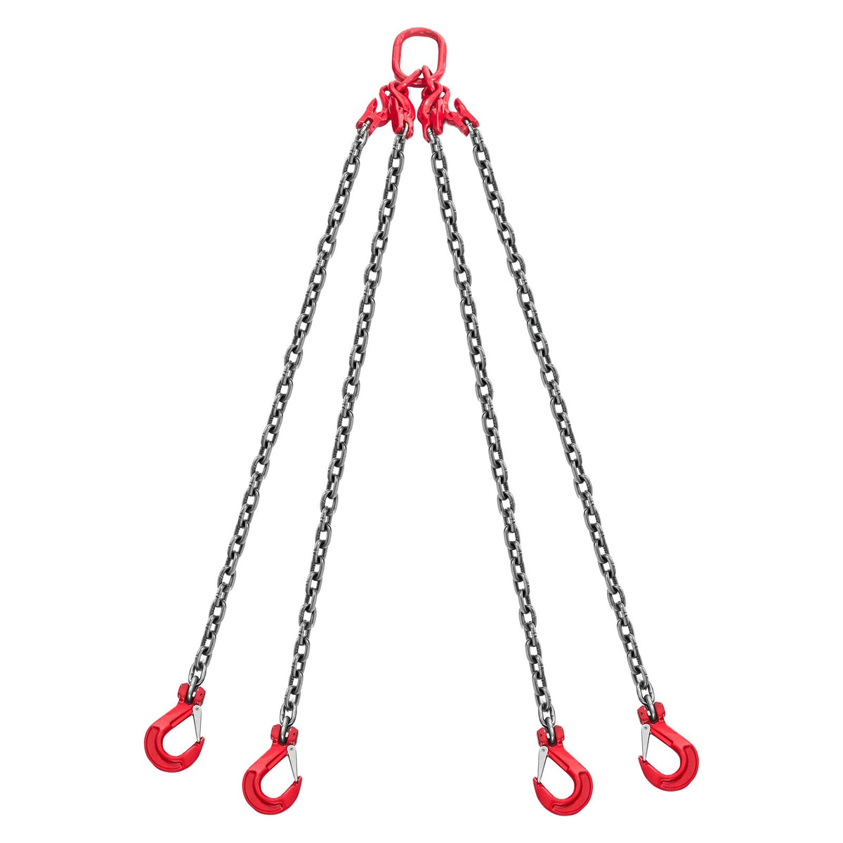 VEVOR Chain Sling, 3/8 in x 10 ft Lifting Chains with 4 Leg Grab Hooks, Heavy Duty G80 Alloy Steel Lifting Sling, 22900LBS Capacity, Adjustable Engine Chain Hoist Lifts for Cargo Security Towing - DGDLHHMGFH1JKA9OV001V0 - view 1