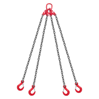 VEVOR Chain Sling, 3/8 in x 10 ft Lifting Chains with 4 Leg Grab Hooks, Heavy Duty G80 Alloy Steel Lifting Sling, 22900LBS Capacity, Adjustable Engine Chain Hoist Lifts for Cargo Security Towing - DGDLHHMGFH1JKA9OV001V0 - view 1