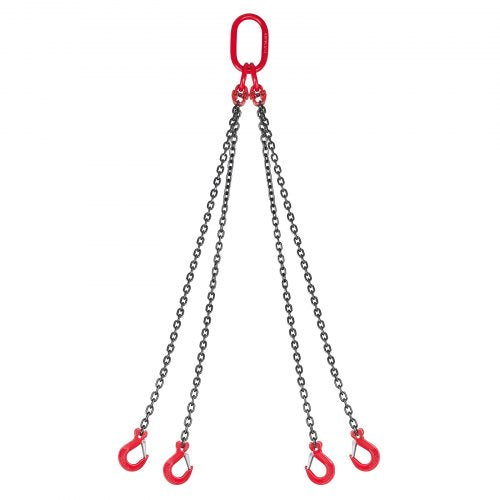 VEVOR Chain Sling, 1/4 in x 5 ft Lifting Chains with 4 Leg Grab Hooks, Heavy Duty G80 Alloy Steel Lifting Sling, 6600LBS Capacity, Adjustable Engine Chain Hoist Lifts for Cargo Security Towing - DGDLHHMGFH1JUGYEP001V0 - view 2