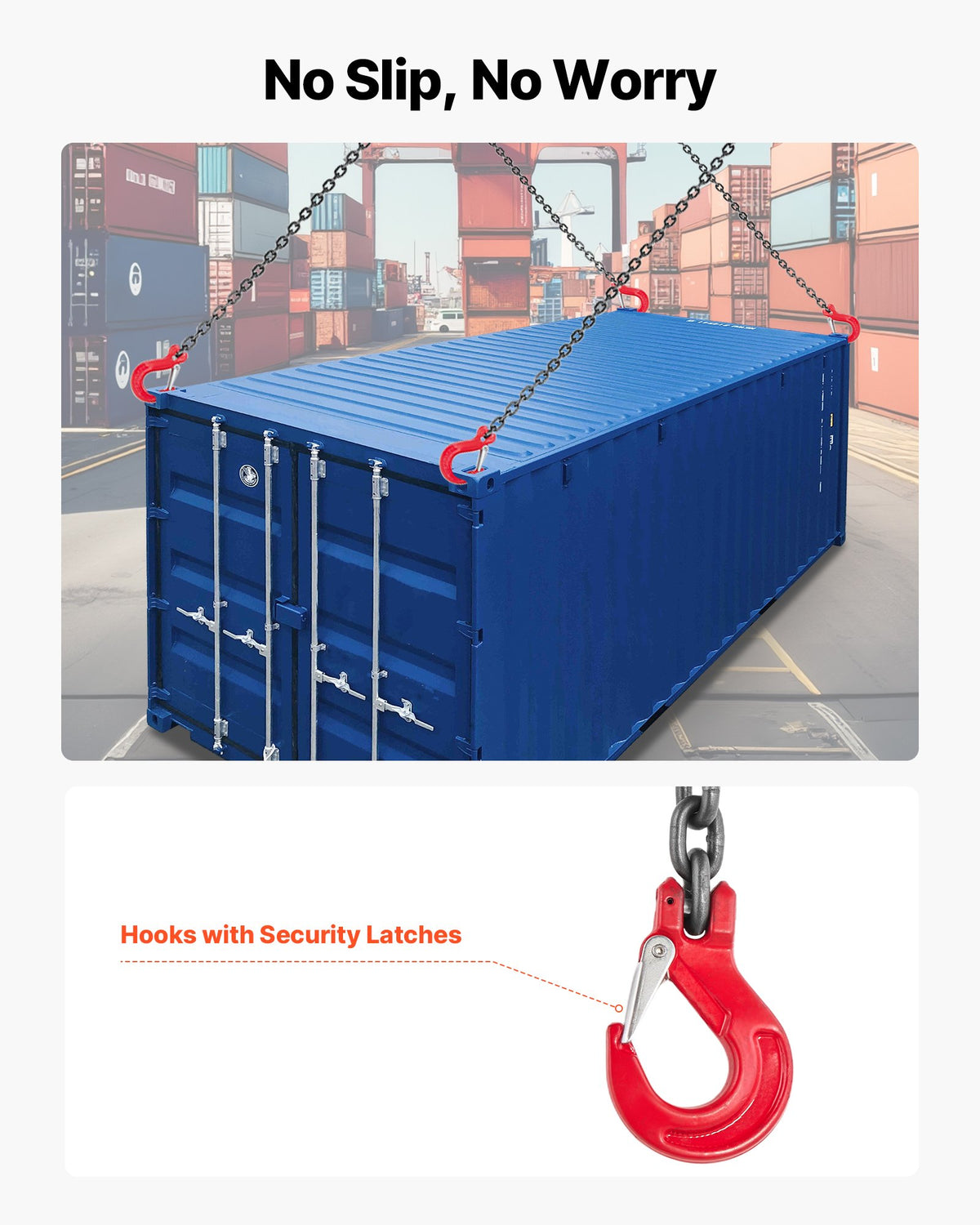 VEVOR Chain Sling, 1/4 in x 5 ft Lifting Chains with 4 Leg Grab Hooks, Heavy Duty G80 Alloy Steel Lifting Sling, 6600LBS Capacity, Adjustable Engine Chain Hoist Lifts for Cargo Security Towing - DGDLHHMGFH1JUGYEP001V0 - view 7
