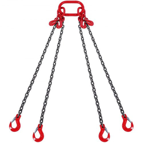VEVOR Chain Sling, 3/8 inch x 10 ft Lifting Chains with Hooks, G80 Engine Chain Hoist Lifts, 18400 lbs/8 Ton Lifting Sling Chains for Engine Hoist, Engine Lift Chain with 4 Leg Grab Hooks & Adjusters - DGDLHHMGFH1JVNVOQV0 - view 2