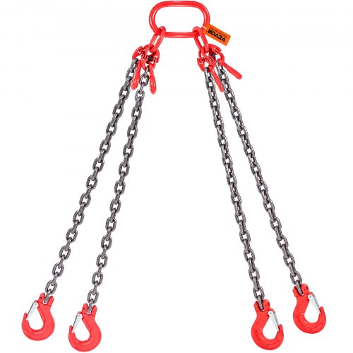 VEVOR Chain Sling, 5/16 inch x 5 ft Lifting Chains with Hooks, G80 Engine Chain Hoist Lifts, 11000 lbs/5 Ton Lifting Sling Chains for Engine Hoist, Engine Lift Chain with 4 Leg Grab Hooks & Adjusters - DGDLJZMGFHZYJ5B2UV0 - view 1