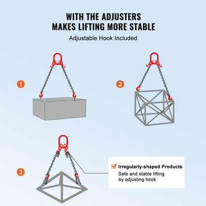 VEVOR G80 Lifting Chain Sling - 2 Legs, 3/8 in x 6 ft - product view 3