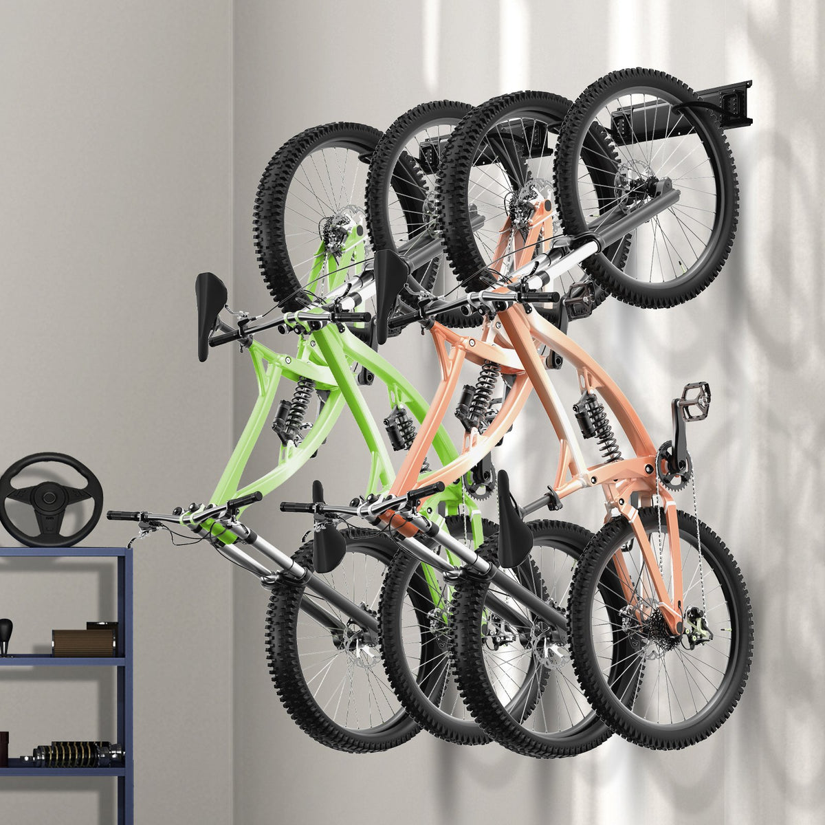VEVOR Bike Storage Rack, 4 Bike Racks and 2 Helmets Hooks, Wall Mount Bike Storage Hanger, Home & Garage Organizer, Customizable for Various Bike Sizes, Adjustable Holder, Holds Up to 200 lbs, 36-inch - DGGJ36INCH40T3UITV0 - view 9