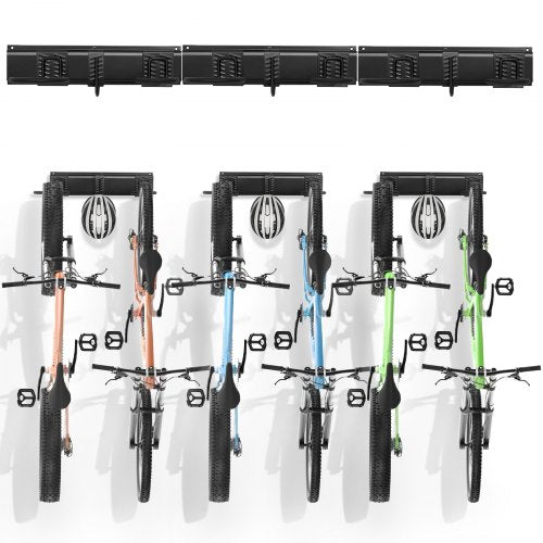 VEVOR Bike Storage Rack, 6 Bike Racks and 3 Helmets Hooks, Wall Mount Bike Storage Hanger, Home & Garage Organizer, Customizable for Various Bike Sizes, Adjustable Holder, Holds Up to 300 lbs, 51-inch - DGGJ51INCH60LFCCJV0 - view 2