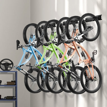 VEVOR Bike Storage Rack, 6 Bike Racks and 3 Helmets Hooks, Wall Mount Bike Storage Hanger, Home & Garage Organizer, Customizable for Various Bike Sizes, Adjustable Holder, Holds Up to 300 lbs, 51-inch - DGGJ51INCH60LFCCJV0 - view 9