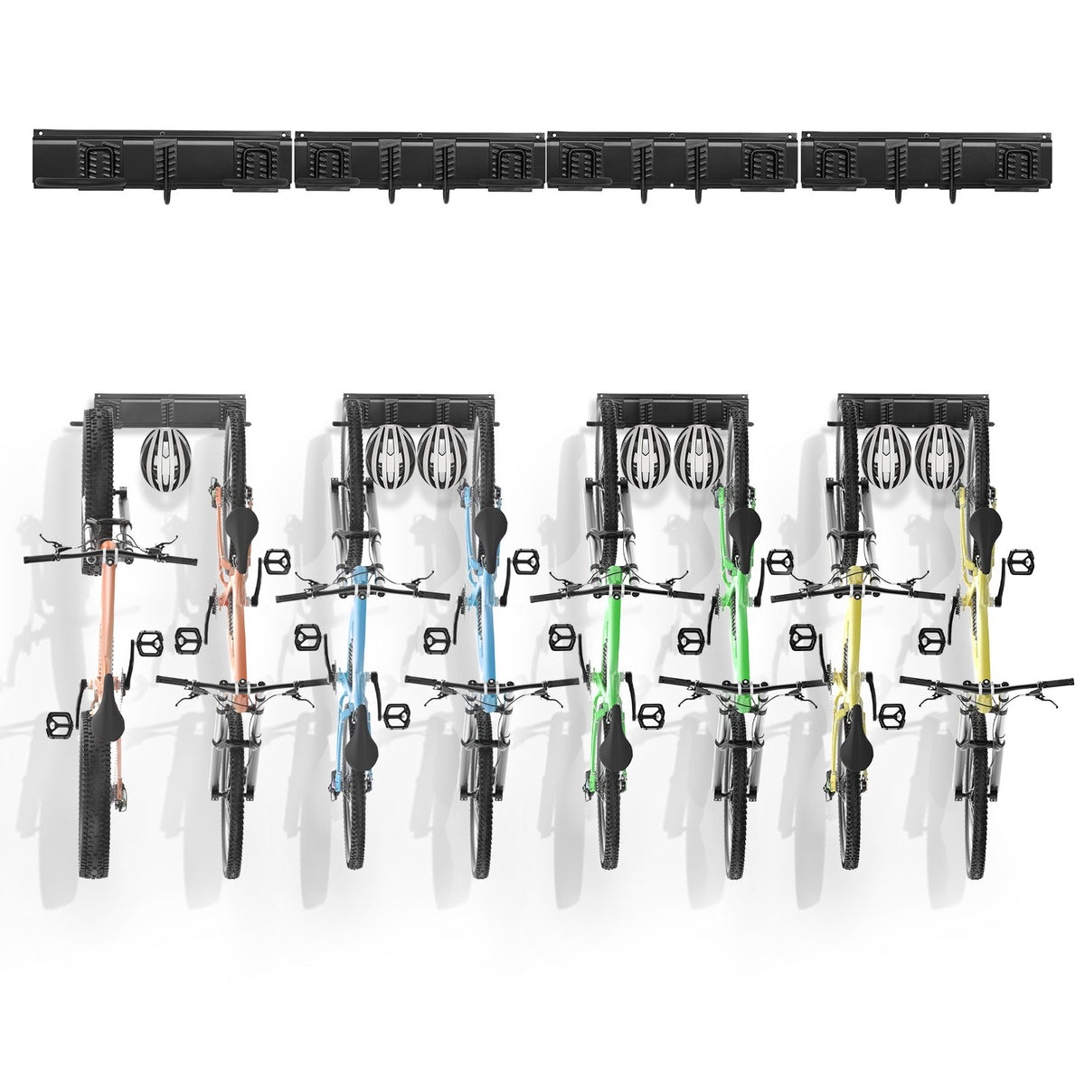 VEVOR Bike Storage Rack, 8 Bike Racks and 7 Helmets Hooks, Wall Mount Bike Storage Hanger, Home & Garage Organizer, Customizable for Various Bike Sizes, Adjustable Holder, Holds Up to 400 lbs, 72-inch - DGGJ72INCH801T2A3V0 - view 1