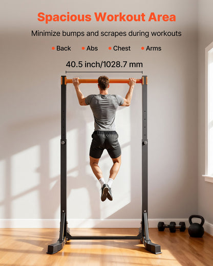 VEVOR Pull Up Bar, 330LBS Capacity Portable Pullup Bar Station, Pullup Bars Free Standing with H-Frame Structure & Heavy-Duty Steel Tube, 8 Level Height Adjustment Gravity Fitness for Arms Back Chest - DGKYTXSJBKZD33L3K001V0 - view 3