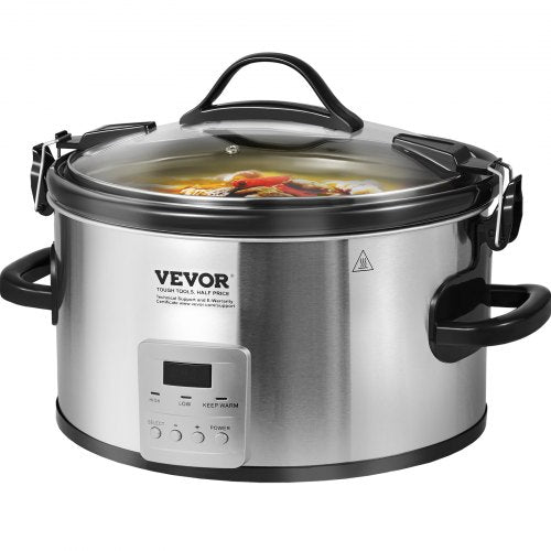 VEVOR Slow Cooker, 8QT 320W Electric Slow Cooker Pot with 3-Level Heat Settings, Digital Slow Cookers with 20 Hours Max Timer, Locking Lid, Ceramic Inner Pot for Home/Commercial - DGMDGTC8QT152CNBXV1 - view 1