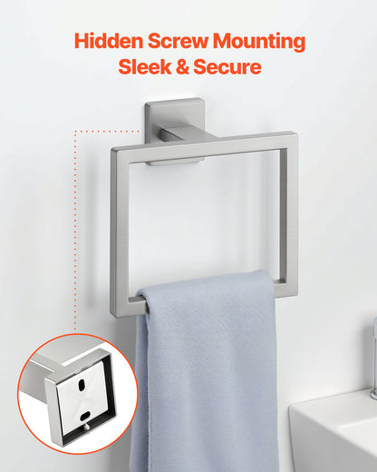 VEVOR Brushed Nickel Bathroom Hardware Set, 5 Pieces Bathroom Accessories Set, Stainless Steel 24 inch Towel Bar, Towel Rack, 2 Robe Towel Hooks, Toilet Paper Holder for Bath Room, Wall Mounted - DGMJGTZ24INC3TPQP001V0 - view 5