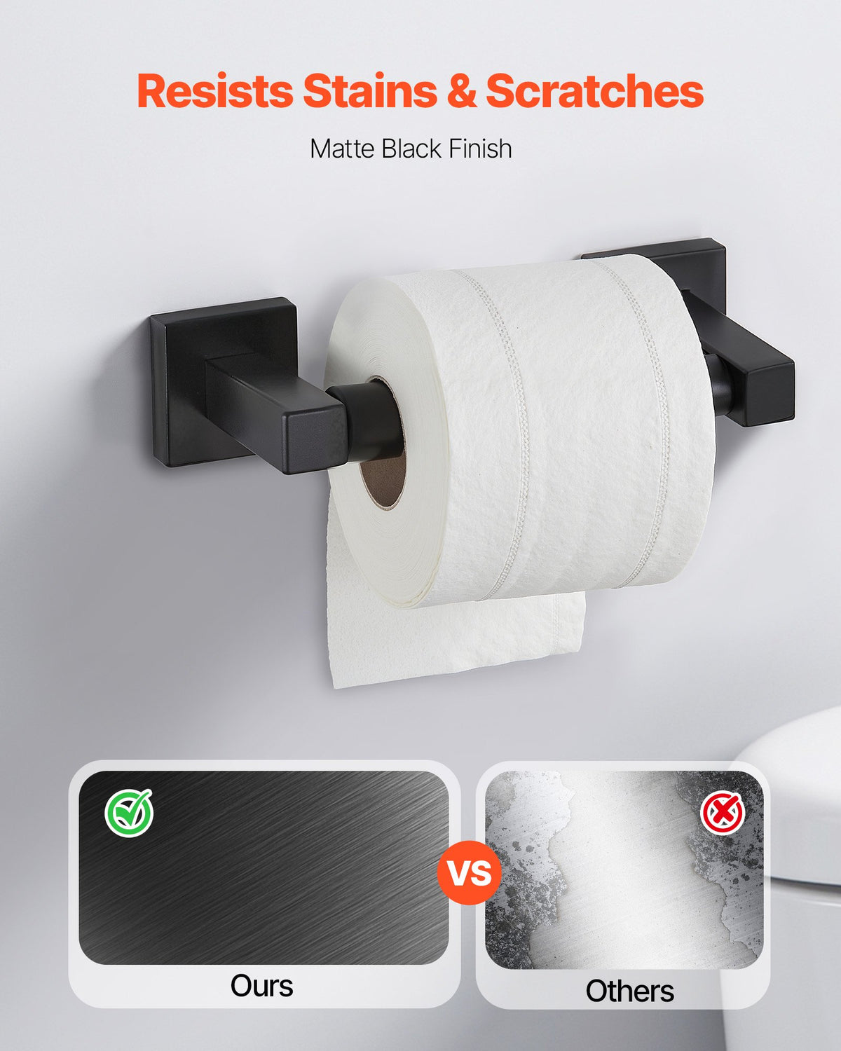 VEVOR Matte Black Bathroom Hardware Set, 4 Pieces Stainless Steel Bathroom Accessories Set, 24-inch Towel Bar, Towel Ring, Robe Towel Hook, Toilet Paper Holder, for Bath Room, Wall Mounted - DGMJGTZ24INC6A142001V0 - view 6