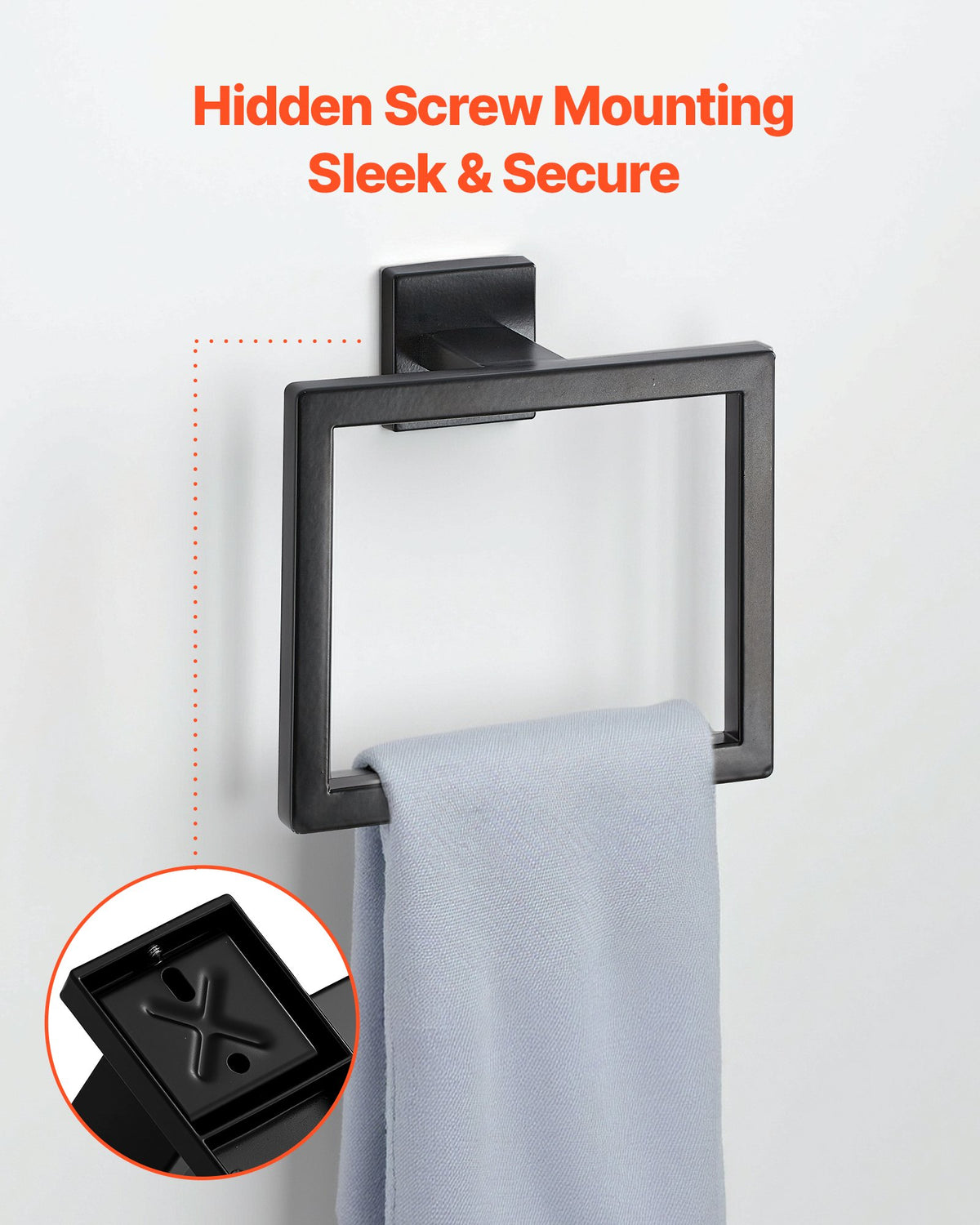 VEVOR Matte Black Bathroom Hardware Set, 10-Piece Bathroom Accessories Set, 2 Stainless Steel 24-in Towel Bars, 2 Towel Racks, 4 Robe Towel Hooks, 2 Toilet Paper Holders for Bath Room, Wall Mounted - DGMJGTZ24INCKOXI8001V0 - view 5