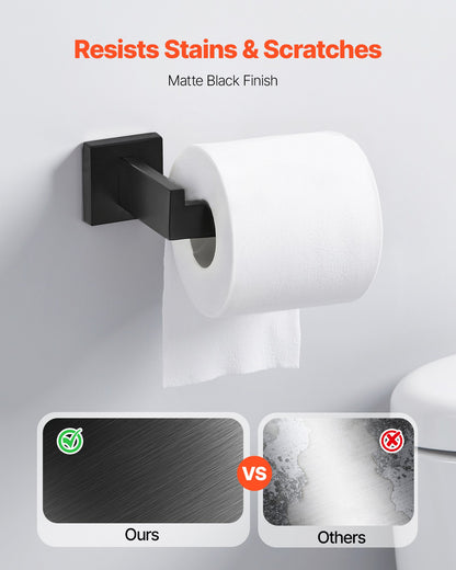 VEVOR Matte Black Bathroom Hardware Set, 10-Piece Bathroom Accessories Set, 2 Stainless Steel 24-in Towel Bars, 2 Towel Racks, 4 Robe Towel Hooks, 2 Toilet Paper Holders for Bath Room, Wall Mounted - DGMJGTZ24INCKOXI8001V0 - view 6