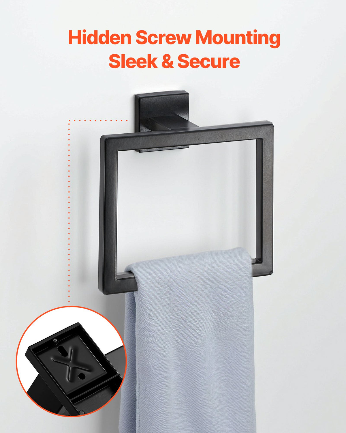 VEVOR Matte Black Bathroom Hardware Set, 5 Pieces Stainless Steel Bathroom Accessories Set, 24-inch Towel Bar, Towel Rack, 2 Robe Towel Hooks, Toilet Paper Holder, for Bath Room, Wall Mounted - DGMJGTZ24INCSY6SO001V0 - view 5
