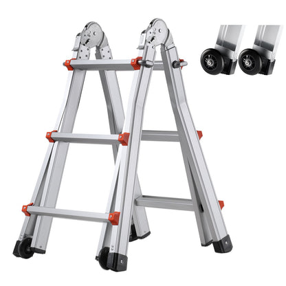 VEVOR Telescoping Ladder A Frame, 9.5 FT Compact Aluminum Extension Ladder, Multi-Function Portable Collapsible RV Ladder, Telescopic Ladder for Homework Stairs Indoor Outdoor Roof, 330lb Load - DGNAZXYST29M2Y4UWV0 - view 1