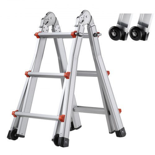 VEVOR Telescoping Ladder A Frame, 9.5 FT Compact Aluminum Extension Ladder, Multi-Function Portable Collapsible RV Ladder, Telescopic Ladder for Homework Stairs Indoor Outdoor Roof, 330lb Load - DGNAZXYST29M2Y4UWV0 - view 2