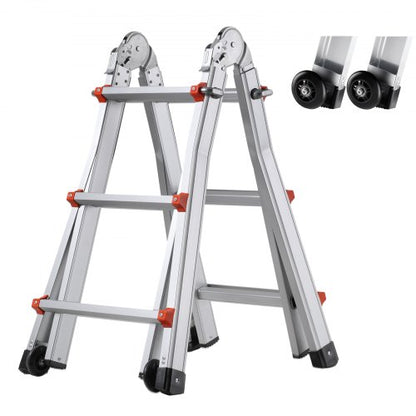 VEVOR Telescoping Ladder A Frame, 9.5 FT Compact Aluminum Extension Ladder, Multi-Function Portable Collapsible RV Ladder, Telescopic Ladder for Homework Stairs Indoor Outdoor Roof, 330lb Load - DGNAZXYST29M2Y4UWV0 - view 2