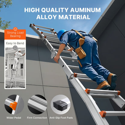 VEVOR Telescoping Ladder A Frame, 9.5 FT Compact Aluminum Extension Ladder, Multi-Function Portable Collapsible RV Ladder, Telescopic Ladder for Homework Stairs Indoor Outdoor Roof, 330lb Load - DGNAZXYST29M2Y4UWV0 - view 7