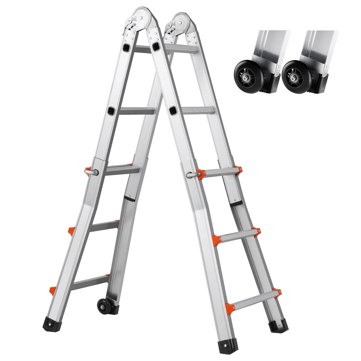 VEVOR Telescoping Ladder A Frame, 9.5 FT Compact Aluminum Extension Ladder, Multi-Function Portable Collapsible RV Ladder, Telescopic Ladder for Homework Stairs Indoor Outdoor Roof, 330lb Load - DGNAZXYST29M2Y4UWV0 - view 10
