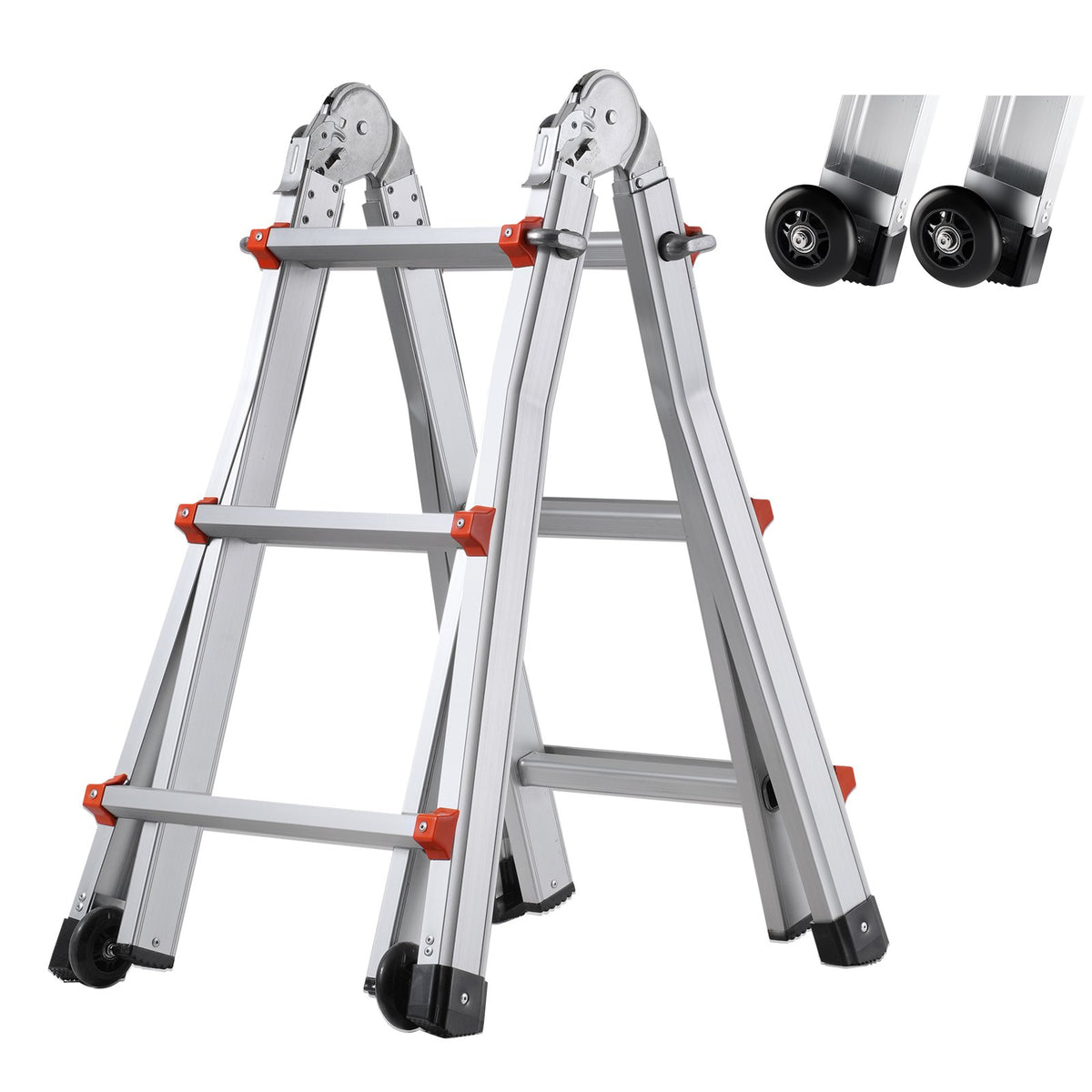 VEVOR Telescoping Ladder A Frame, 11 FT Compact Aluminum Extension Ladder, Multi-Function Portable Collapsible RV Ladder, Telescopic Ladder for Homework Stairs Indoor Outdoor Roof, 330lb Load - DGNAZXYST33MM1GBIV0 - view 1