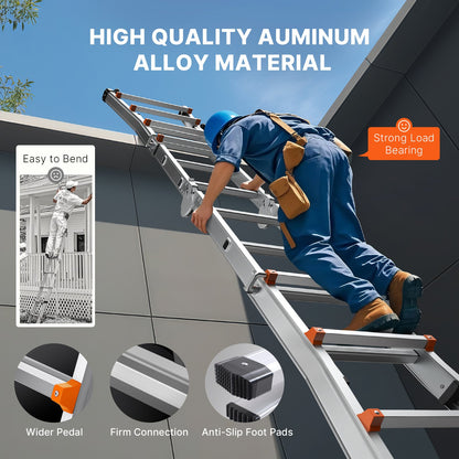 VEVOR Telescoping Ladder A Frame, 11 FT Compact Aluminum Extension Ladder, Multi-Function Portable Collapsible RV Ladder, Telescopic Ladder for Homework Stairs Indoor Outdoor Roof, 330lb Load - DGNAZXYST33MM1GBIV0 - view 7