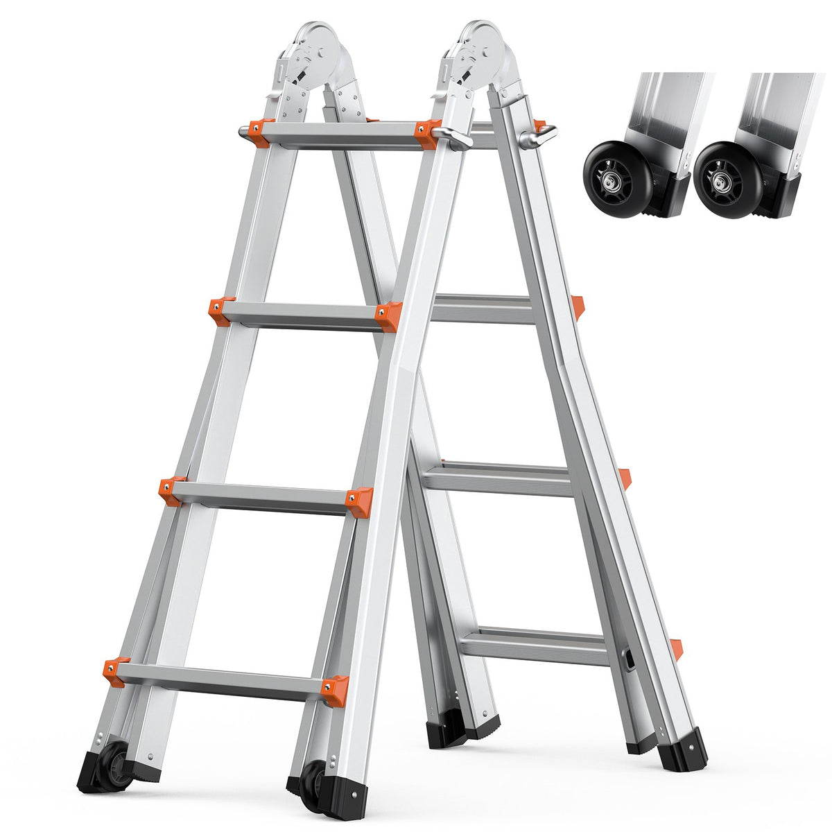 VEVOR Telescoping Ladder A Frame, 15.5 FT Compact Aluminum Extension Ladder, Multi-Function Portable Collapsible RV Ladder, Telescopic Ladder for Homework Stairs Indoor Outdoor Roof, 330lb Load - DGNAZXYST45MHKL6VV0 - view 1