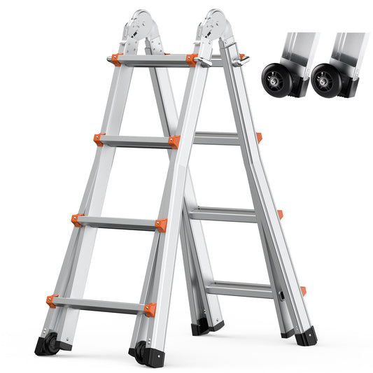 VEVOR Telescoping Ladder A Frame, 15.5 FT Compact Aluminum Extension Ladder, Multi-Function Portable Collapsible RV Ladder, Telescopic Ladder for Homework Stairs Indoor Outdoor Roof, 330lb Load - DGNAZXYST45MHKL6VV0 - view 1