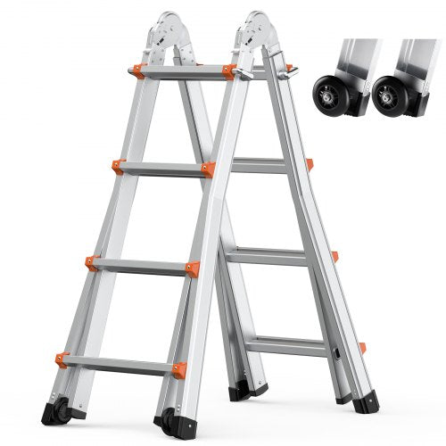 VEVOR Telescoping Ladder A Frame, 15.5 FT Compact Aluminum Extension Ladder, Multi-Function Portable Collapsible RV Ladder, Telescopic Ladder for Homework Stairs Indoor Outdoor Roof, 330lb Load - DGNAZXYST45MHKL6VV0 - view 2