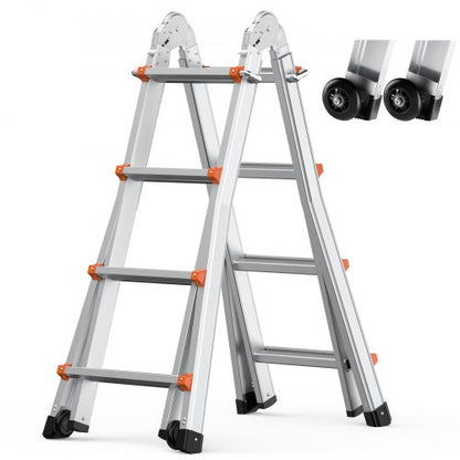 VEVOR Telescoping Ladder A Frame, 15.5 FT Compact Aluminum Extension Ladder, Multi-Function Portable Collapsible RV Ladder, Telescopic Ladder for Homework Stairs Indoor Outdoor Roof, 330lb Load - DGNAZXYST45MHKL6VV0 - view 2
