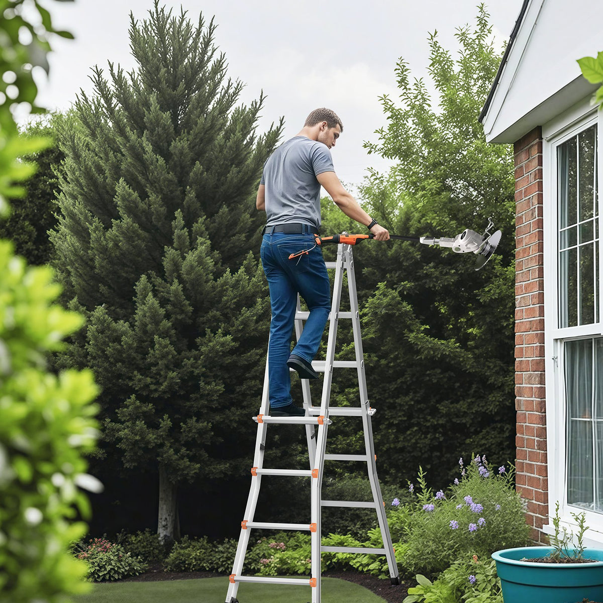 VEVOR Telescoping Ladder A Frame, 15.5 FT Compact Aluminum Extension Ladder, Multi-Function Portable Collapsible RV Ladder, Telescopic Ladder for Homework Stairs Indoor Outdoor Roof, 330lb Load - DGNAZXYST45MHKL6VV0 - view 9