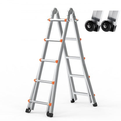 VEVOR Telescoping Ladder A Frame, 20 FT Compact Aluminum Extension Ladder, Multi-Function Portable Collapsible RV Ladder, Telescopic Ladder for Homework Stairs Indoor Outdoor Roof, 330lb Load - DGNAZXYST58MAC1AWV0 - view 2