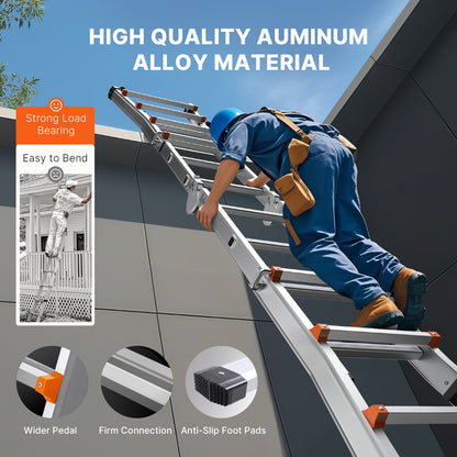 VEVOR Telescoping Ladder A Frame, 20 FT Compact Aluminum Extension Ladder, Multi-Function Portable Collapsible RV Ladder, Telescopic Ladder for Homework Stairs Indoor Outdoor Roof, 330lb Load - DGNAZXYST58MAC1AWV0 - view 7